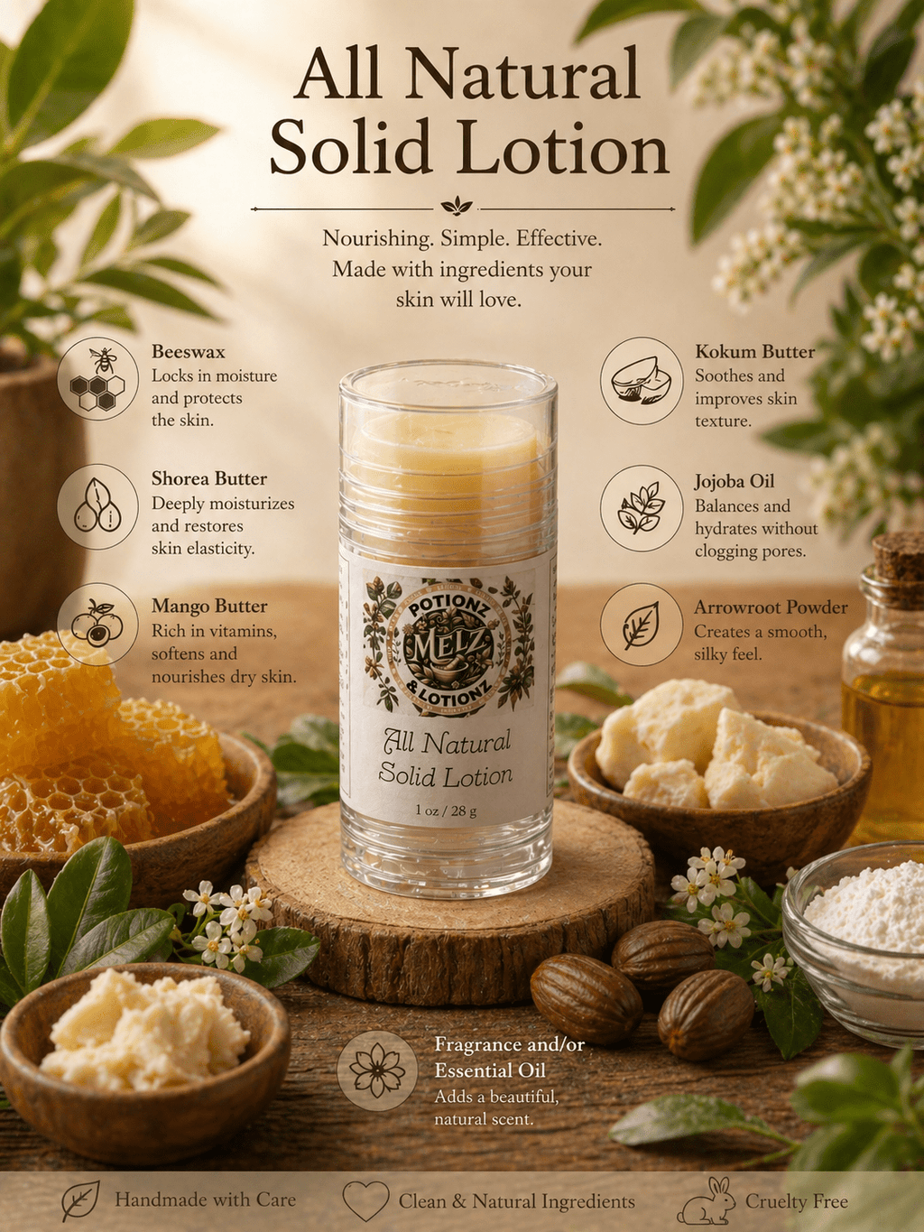 All Natural Solid Lotion